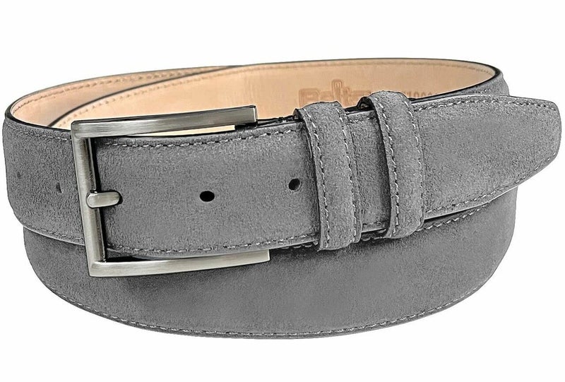 Belts.com 19000 Men's Suede Belt Genuine Leather Casual Dress Belt 1-3/8"(35mm) Wide (Gray, 32) - Image 1